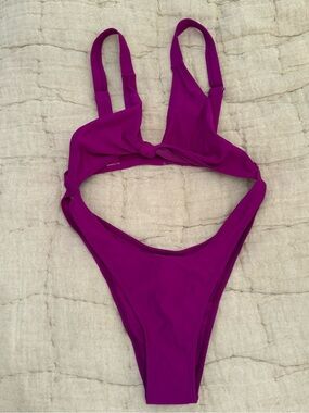 MATTE COLLECTION Purple Knot-Front One-Piece Swimsuit
